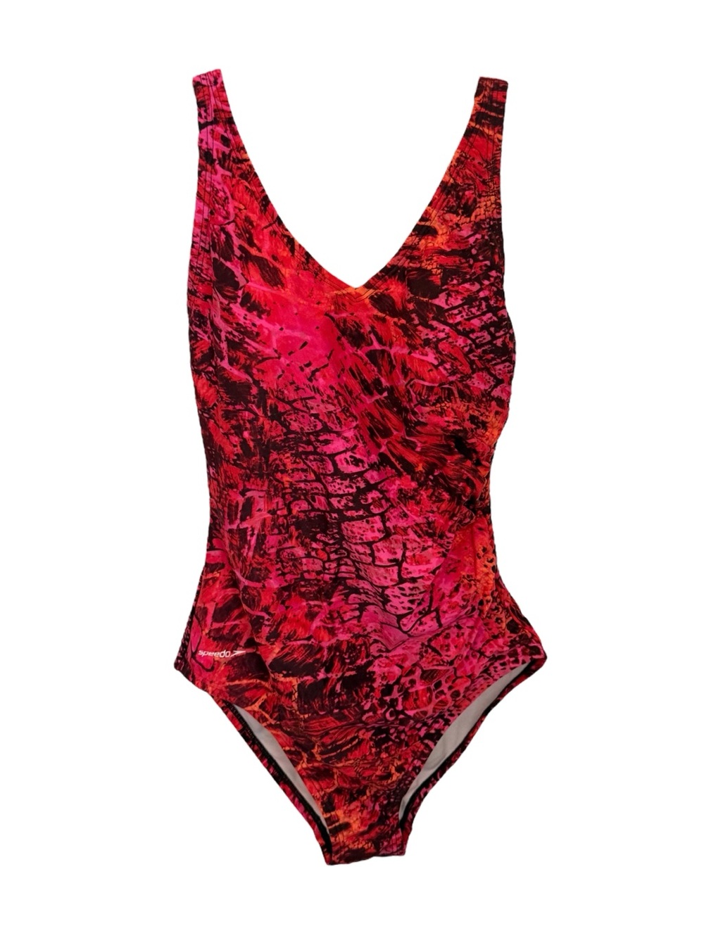 Speedo Red Abstract Animal Print One Piece Swimsuit Size 6 in Like New Condition